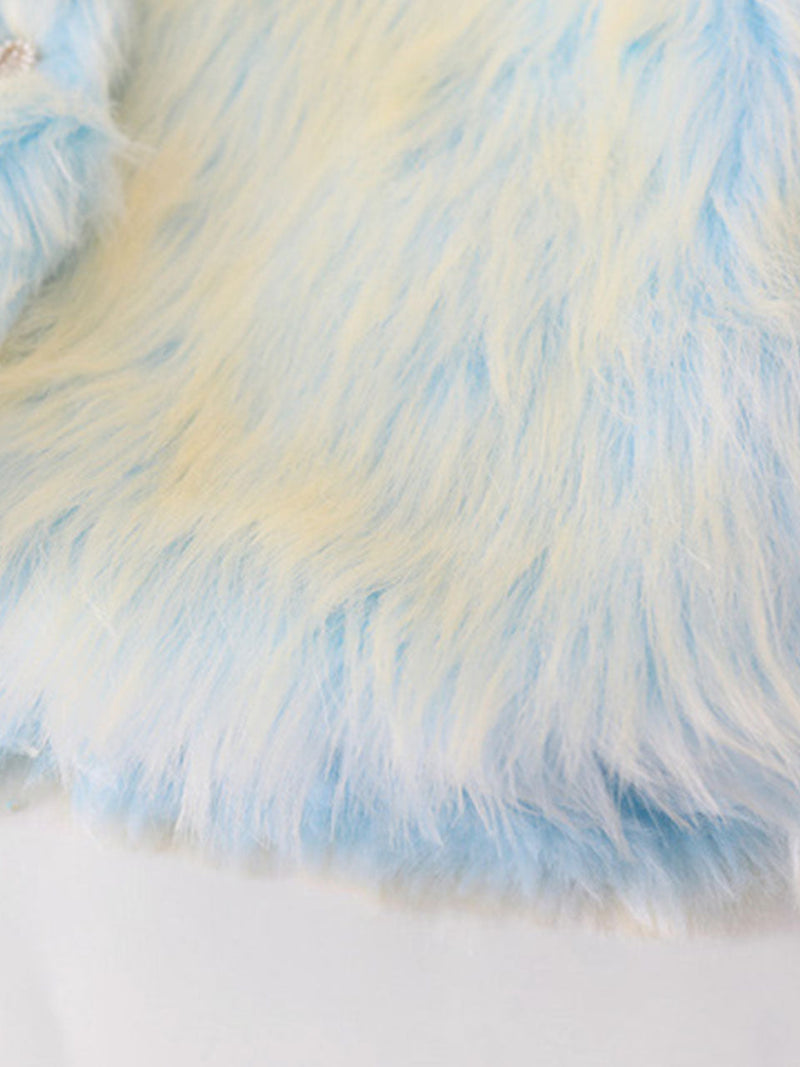 Gradient Blue Sweet Warm Faux Fur Winter Coat