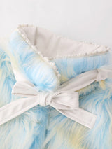 Gradient Blue Sweet Warm Faux Fur Winter Coat