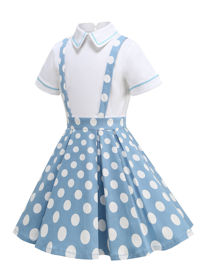 Kids Little Girls' Dress Polka Dots Peter Pan Collar 1950S Suspender Dress