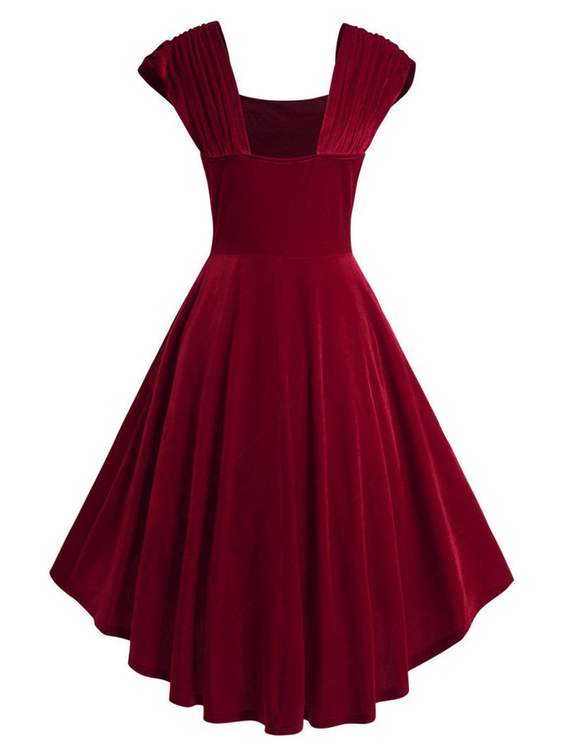 Burgundy Love Heart Gold Button 1950S Vintage Dress