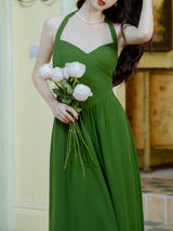 Green Halter Backless Vintage Dress Prom Dress With Short Cardigan