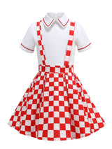 Kids Little Girls' Dress Checkerboard Peter Pan Collar 1950S Suspender Dress